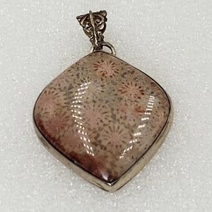 Sterling Silver Pendant Fossilized Coral